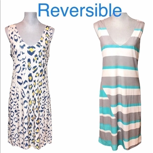 NALLY & Milly Grey/Blue/Multi Reversible Dress S/M - Picture 1 of 10